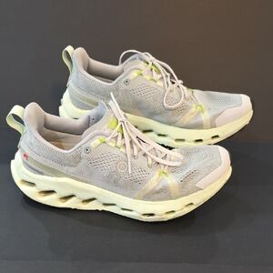 On CloudSurfer Trail Running Women's Light Gray and Neon Green Shoes Size 10